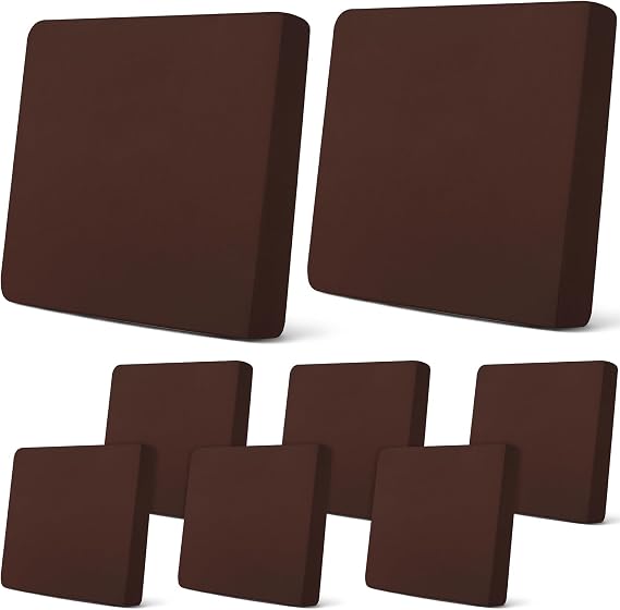 Newwiee 8 Pcs Patio Outdoor Cushion Covers,Solid,Dark Coffee