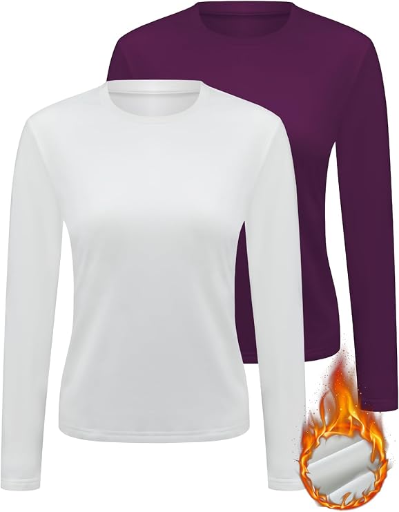 Womens Thermal Tops Long Sleeve Crew Neck Shirts Women's Ultra Warm Underwear for Cold Weather