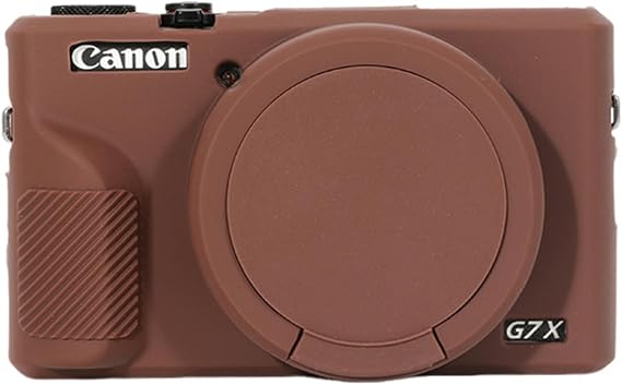 G7X Mark III Case,Soft Silicone Protective Case Ultra-Thin Lightweight for Canon PowerShot G7X Mark III Camera with Removable Lens Cover (Coffee)