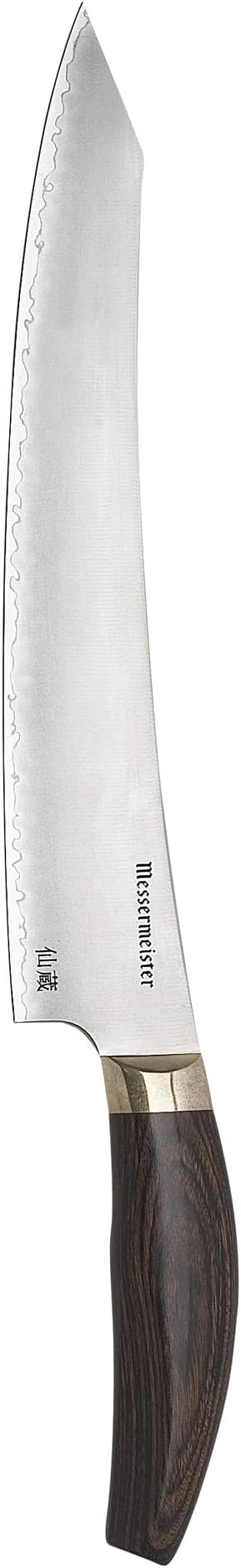 Messermeister Kawashima 10 Slicer Knife - SG2 Powdered Steel, Eco-Brass Bolster & Walnut Pakkawood Handle - Made in Seki, Japan