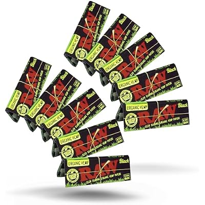 RAW Black Organic 1 14 Rolling Papers - 10 Pack - 50 Leaves per Pack = 500 Leaves