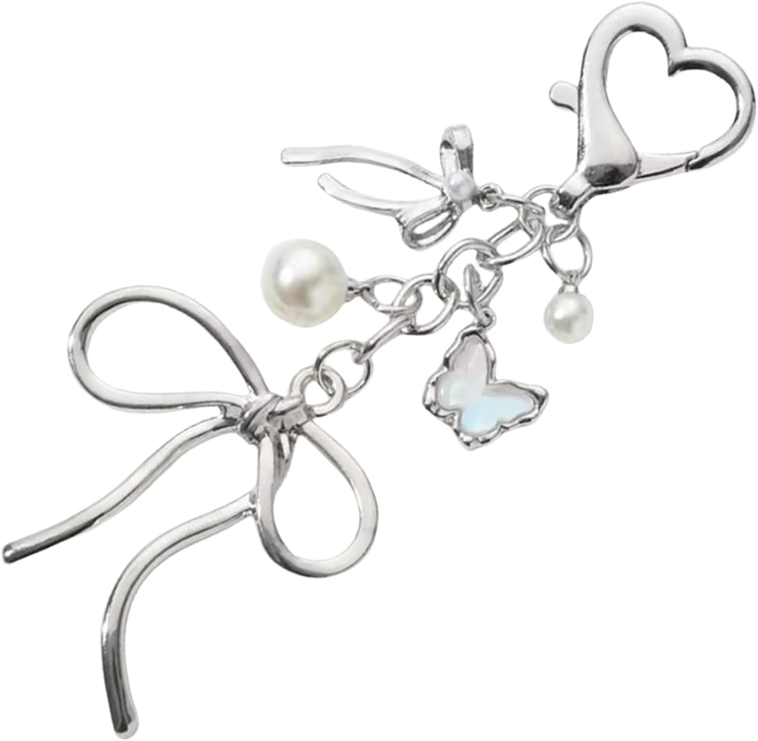 Sparkling 3D Cherry Charm Keychain Accessories Fashionable Bowknot Pearl Keyring Portable Bag Decoration for Women