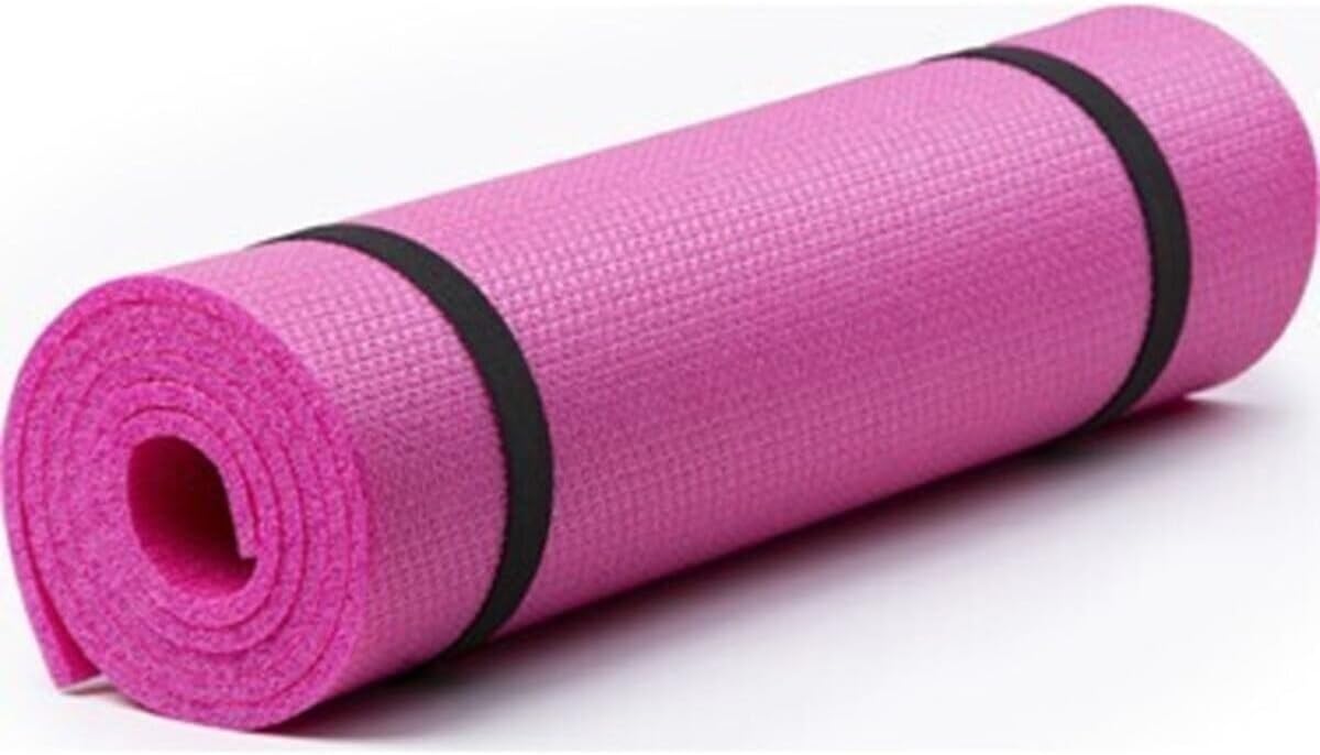 Blue with pink yoga mat and sports mat 8 mm carrying strap