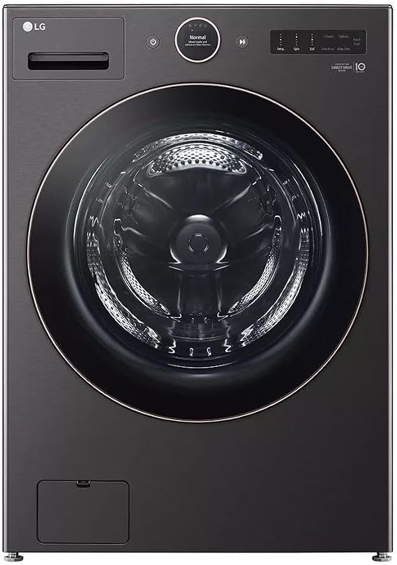 5.0 cu. ft. Stackable Smart Front Load Washer in Black Steel with AI Digital Dial, Steam and TurboWash360