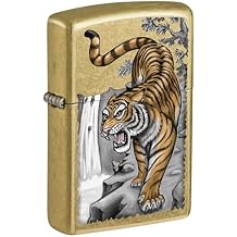 Zippo Lighter: Tiger on Ledge - Street Brass 81750