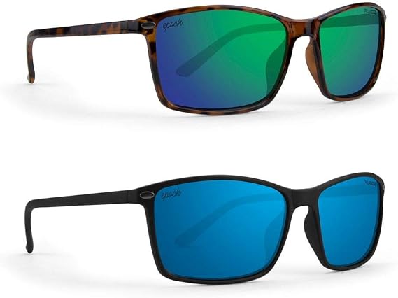 Epoch Eyewear Murphy Golf Sport Sunglasses 2 Pair Tortoise w/Polarized Green Mirror & Black w/Polarized Blue Mirror Lens