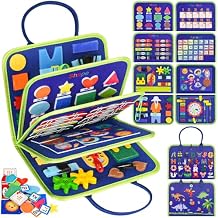 Asten Busy Board Montessori Toys for Toddlers: Busy Book Sensory Board Quiet Books Educational Activity Book for 3 4 5 Year Old Gifts for Boys Girls Kids, Toddler Travel Toys for Airplane Car (Blue)