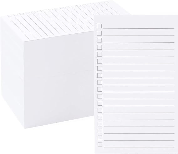 Okuna Outpost Note Cards - Vertical Index Card Layout for Task Management - Check Box To-Do Slip for Task Tracking - Durable Paper Stock To do Pad for Versatile Notes - Bulk, 3 x 5 In, White