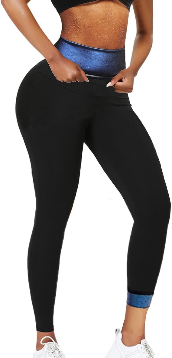 huiming Sauna Sweat Pants Shorts Slimming Compression Workout Thermo Waist Trainer for Women Leggings Body Shaper Weight Loss