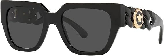 Versace Woman Sunglasses Black Frame, Dark Grey Lenses, 53MM