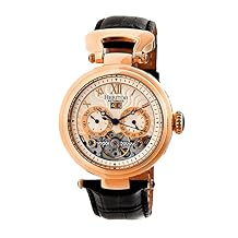 HERITOR Ganzi Automatic Watch for Men 44mm Mens Semi-Skeleton Watch with 35-Jewel Movement, 316L Stainless Steel Case, Sapphire-Coated Crystal, Leather Strap (HERHR3305)