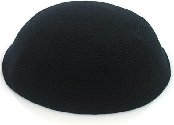 Kippah Black Fine Knit Serugah 16cm Without Holes