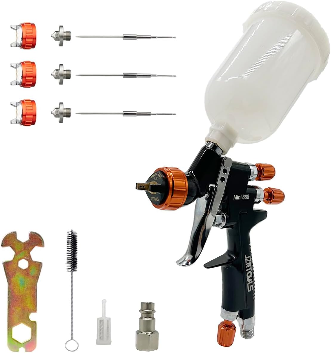 HVLP Mini Paint Spray Gun Gravity Air Spray Gun 250CC Cup Professional Pneumatic Air Paint Sprayer Auto Repair Tool Painting Kit 3 Nozzle 0.8MM, 1.0MM, 1.2MM 0.8 1.0 1.2MM