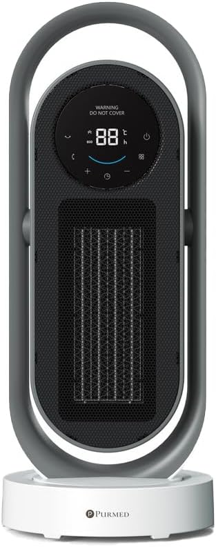 Purmed Kule Tipi Seramik Fanlı Isıtıcı – Uzaktan Kumandalı, 90° Salınımlı, Enerji Tasarruflu, Sessiz Elektrikli Isıtıcı Ev & Ofis İçin
