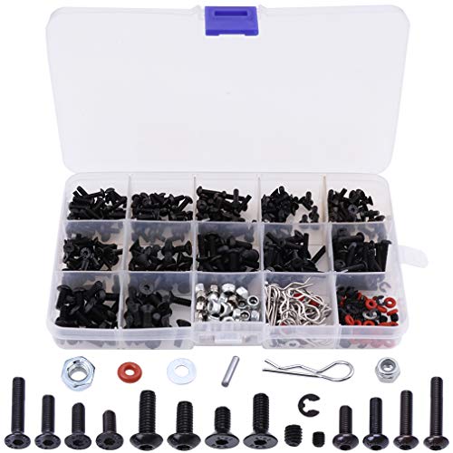 HobbyPark 500pcs Universal RC Screw Kit Screws Assortment Set, Hardware Fasteners for Traxxas Axial Redcat HPI Arrma Losi 18 110 112 116 Scale RC Cars Trucks Crawler