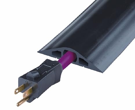 Checkers Industrial Safety Products Powerback RFD3-10 Durable Rubber Center Channel Duct Protector, Black, 10' Length