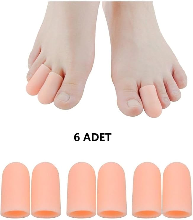 Bunyon 6Adet Ayak Serçe Parmak Orta Parmak Yüzük Parmak Koruyucu Batık Tırnak Kemik Koruyucu Silikon Hortum