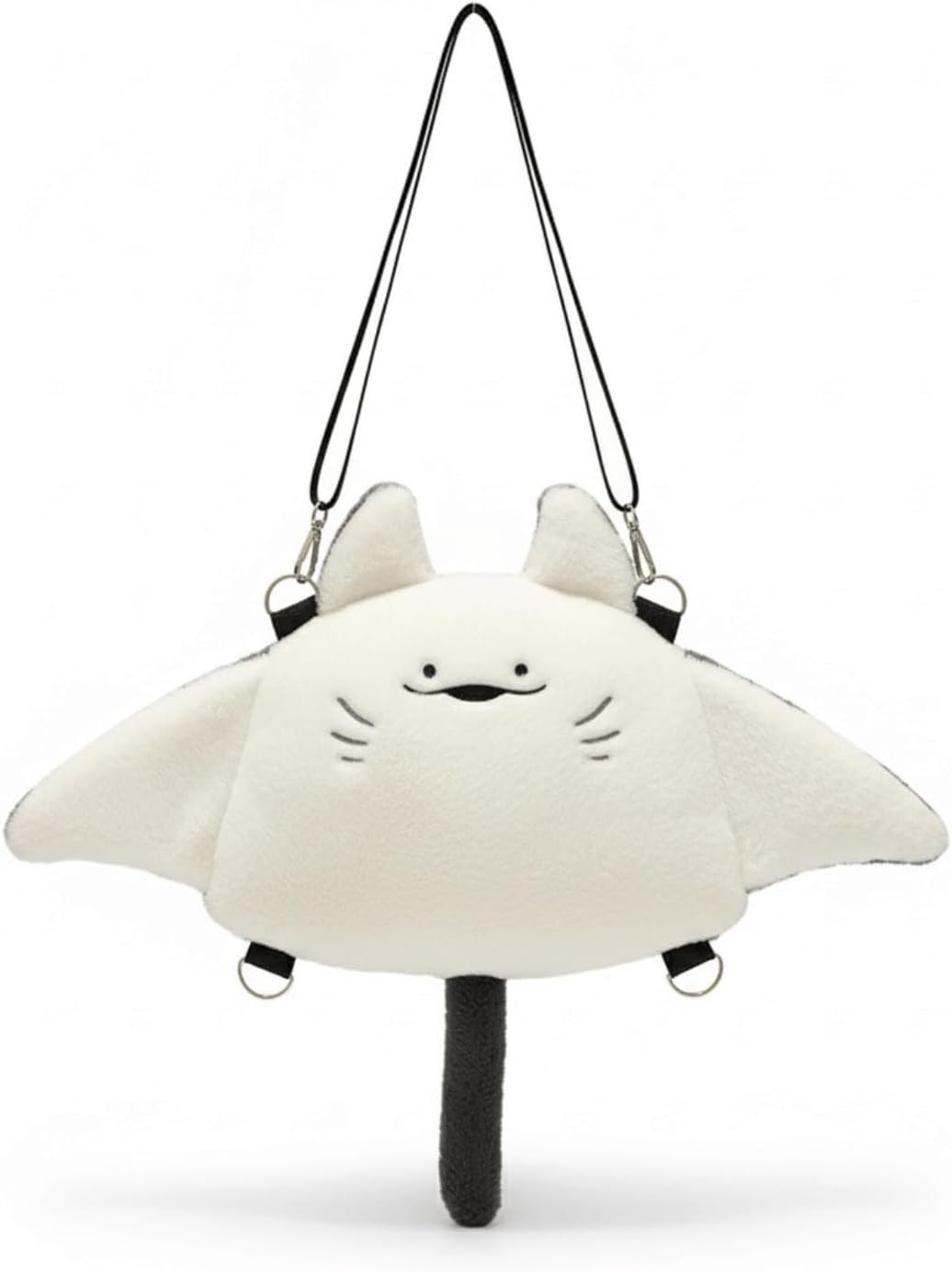 Cute Manta Ray Plush Mini Purse – Soft Stuffed Animal Backpack with Adjustable Straps, Small Crossbody Shoulder Bag for Women, Kids, Teens, Girls, Gift for Animal Lovers