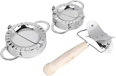 3 Pcs Dumplings Maker Set, Stainless Steel 2 Dumpling & 1 Dumpling Skin Wrapper Maker with Wooden Handle, Practical Empanadas PressKitchen Accessories
