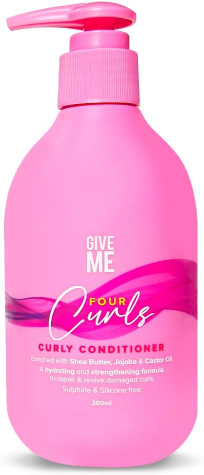 Give Me Cosmetics Four Curls Conditioner, Curly Hair Products, Moisturising Shea Butter, Sulphate and Silicone Free, Naturally Infused with Castor Jojoba and Coconut Oil