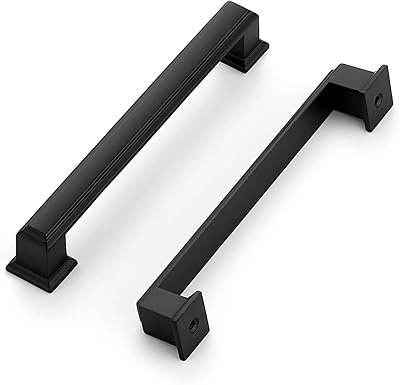 Ravinte Hardware 30 Pack Matte Black Cabinet Pulls, 5 Inch 128mm Hole Center Zinc Alloy Drawer Handles for Kitchen Cabinets, Cupboards, Dressers, Square Solid Metal Hardware