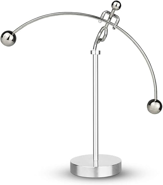 ThinkTop Weightlifter Kinetic Art Balance Physics Educational Decoration | Steel Balance Decoration for Home Office Desk, Silver