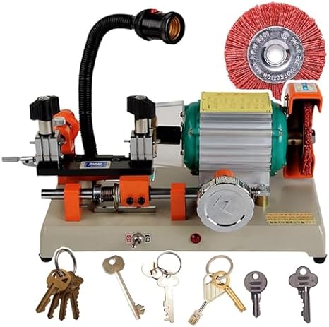 Double Head Key Cutting Machine, 120W Key Duplicator for Door and Car Keys, Horizontal Design with Hand Wheel for Quick Copying