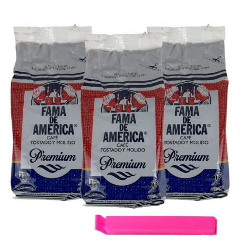 Latinsabor Cafe Fama de America Premium Medium Roast Ground Coffee, 200gr Sabor Venezolano 100% Arabica 3 pack  HOMESTUFF Food Sealing Clips Bag Sealers, 4 Piece Set