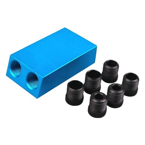15° Angle Hole Jig, Blue Anodized Aluminum Drill Guide for Pocket Holes, Woodworking Positioning Tool