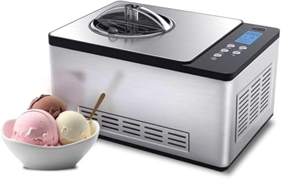 Whynter Ice Cream Maker 2.1 Qt Automatic, Built-In Compressor, ICM-200LS | Built In Compressor, No Pre Freezing Needed, LCD Display and Timer, Fresh Homemade Frozen Treats, Trusted Whynter Quality