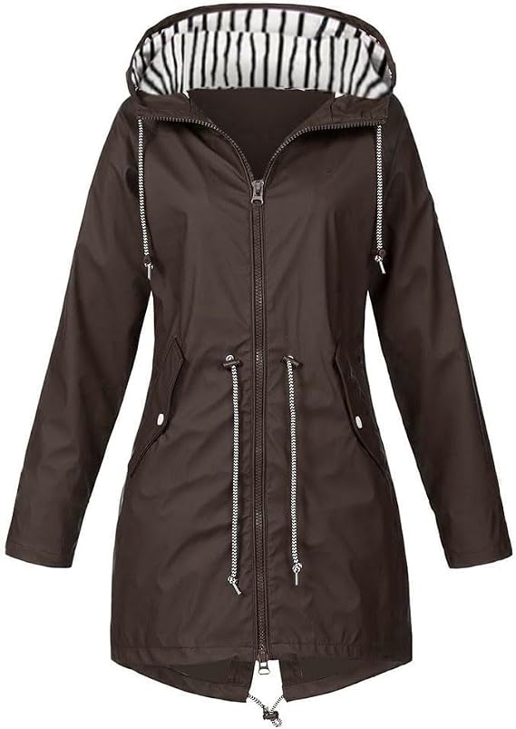 Plus Size Rain Jacket for Women Waterproof Lightweight Windbreaker Long Solid Windproof Solid Raincoats 2025