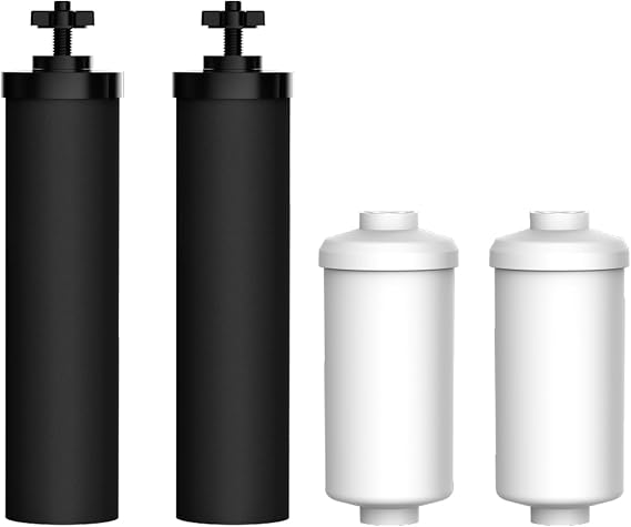 AQUA CREST Black and Fluoride Water Filter, Replacement for Berkey BB9-2 | Compatible with Berkey, Purewell, BB9-2 Black Filters & PF-2 Fluoride Filters, Waterdrop Gravity Water Filter System