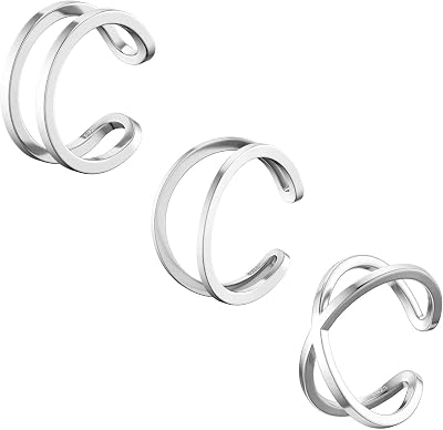 SEVENWELL 14K Gold Ear Cuff No Piercing Adjustable Cartilage Earrings 925 Sterling Silver Ear Clip Fake Earrings