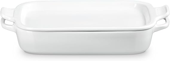 Le Creuset Stoneware Rectangular Dish with Platter Lid, 3 qt., White