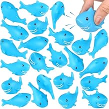 Mototo 30 Pieces Rubber Shark Toys Bulk, Cute Bath Squishy Toys Small Swimming Bathtub Pool Kids Play for Shark Week Themed Box Goodie Bags Treasure Hunt Carnival Cruise Birthday Party Favor, Blue
