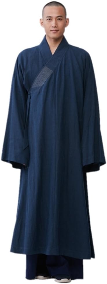ZanYing Buddhist Monk Robe Meditation Gown Men Grey Blue