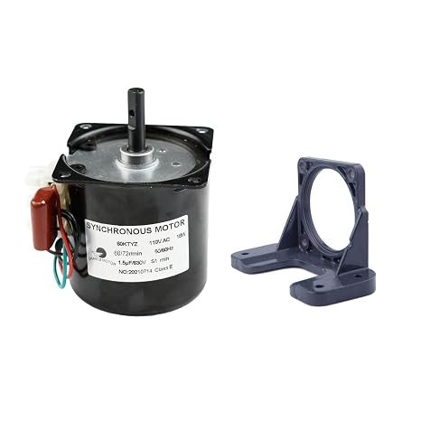 60KTYZ Synchronous Gear Motor AC 110V 60/72r/min CW/CCW Control 18W with 1PC Gear Motors Mounting Bracke Fixed Seat Holder