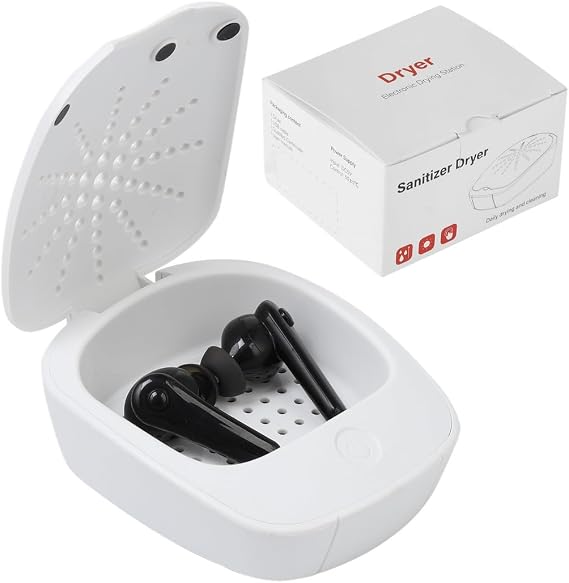Electric Hearing Aid Dehumidifier Dryer with Lamp, 3 Hour and 6 Hour Drying Modes, Universal Hearing Aid Drying Case, Non Slip Pads