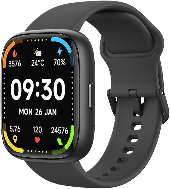 IDW26 Smart Watch Built-in Alexa Bluetooth Call IP68 Waterproof 100+ Sport Mode Heart Rate SpO2 Men Women Smartwatch 2024 NEW (black)