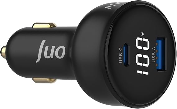 Juo 100W Led Screen Type-C + USB-A Car Charger iPhone & Android & Notebook In-Car Charger