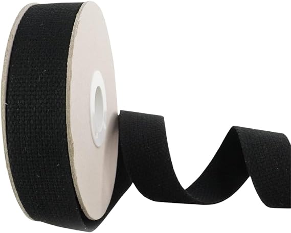 Trimz Cotton Blend Webbing Roll – 25mm x 10m, Black – Strong Durable Strap (70% Cotton, 30% Polyester) for Upholstery, Crafts, Bag Making, Pet Collars & DIY Projects
