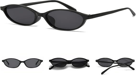 Oval Sunglasses for Women Retro Cat Eye 90s y2k Trendy Thin Sunglasses Womens UV Protection