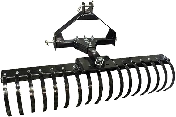IMPACT IMPLEMENTS Cat-0 Agricultural Field Landscape Rake with Spring Steel Tines for Quick Clearing of Field Debris, Leaves, Thatch and More.