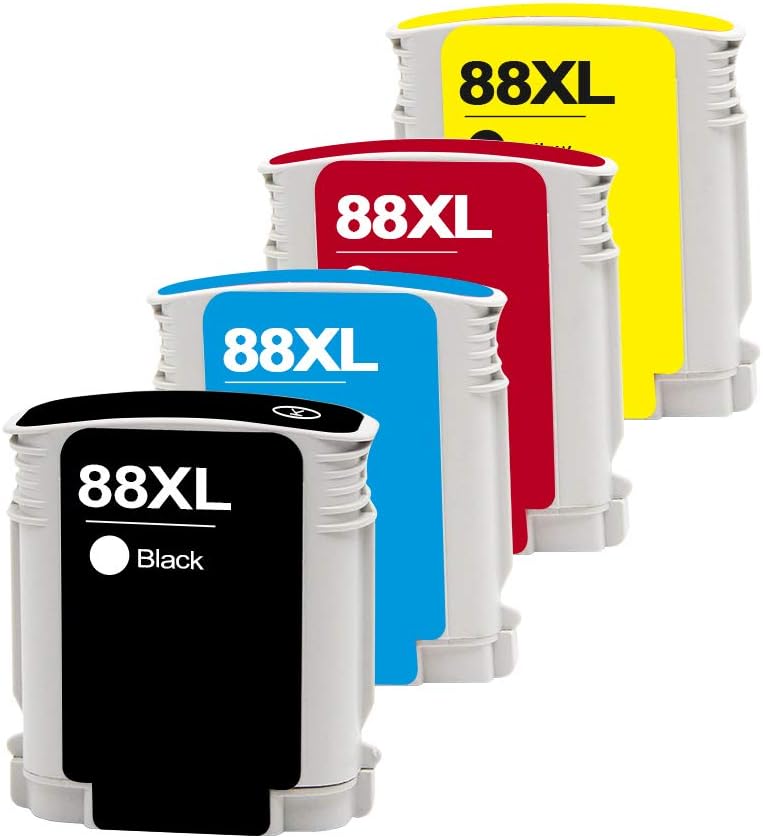 Aocaiink HP 88XL High Yield Newest Chip Compatible Ink Cartridge Replacement for HP 88 XL 88XL Work with Officejet Pro K5400 K550 K8600 L7480 L7550 L7580 L7590 L76501BK, 1C, 1M, 1Y 4 Pack
