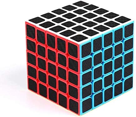 CFMOUR Original Speed Cube 5x5x5, Smooth Magic Carbon Fiber Sticker Speed Cubes, Enhanced Version,Black