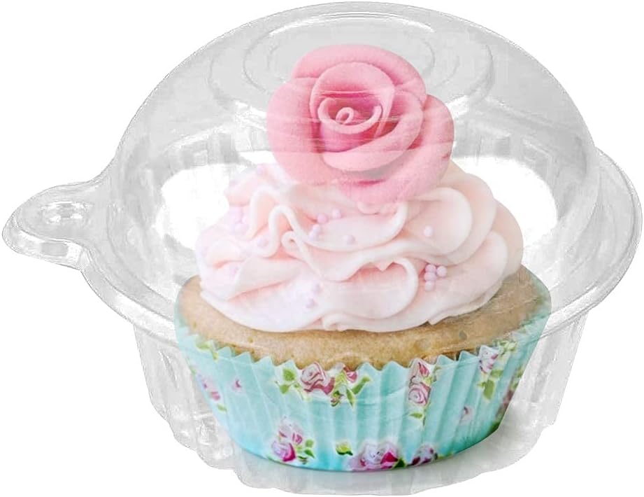Zerodis Individual Cupcake Containers, 400 Pack Clear Plastic Single Individual Cupcake Box Muffin Dome Holders Disposable Single Cupcake Holders for Parties Fruit Salad Sandwich Cake Muffin