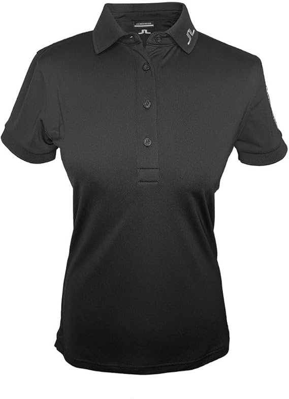 J Lindeberg Womens Tour Tech Solid Short Sleeve Golf Polo - Black L