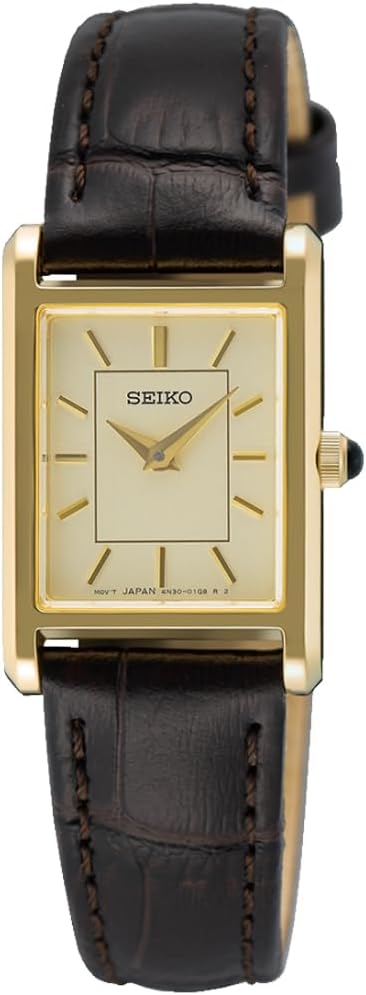 Seiko Klasik Kol Saati Kadınlar için Siyah Renk Deri Bileklikli Su Geçirmezlik: 5 bar, Gövde Çapı: 19,6 mm, SWR110P1