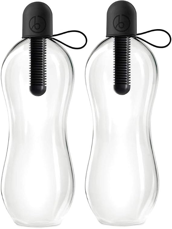 Bobble Classic Water Bottle, Filtered Water, BPA-Free Reusable Bottle, Soft Touch Carry Cap with Replaceable Carbon Filter for Sustainable Water and Hydration 34 oz - 2 Pack (Black)