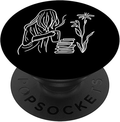 Minimal Woman Morning Coffee Cup Retro Line Art Artists Gift PopSockets Swappable PopGrip